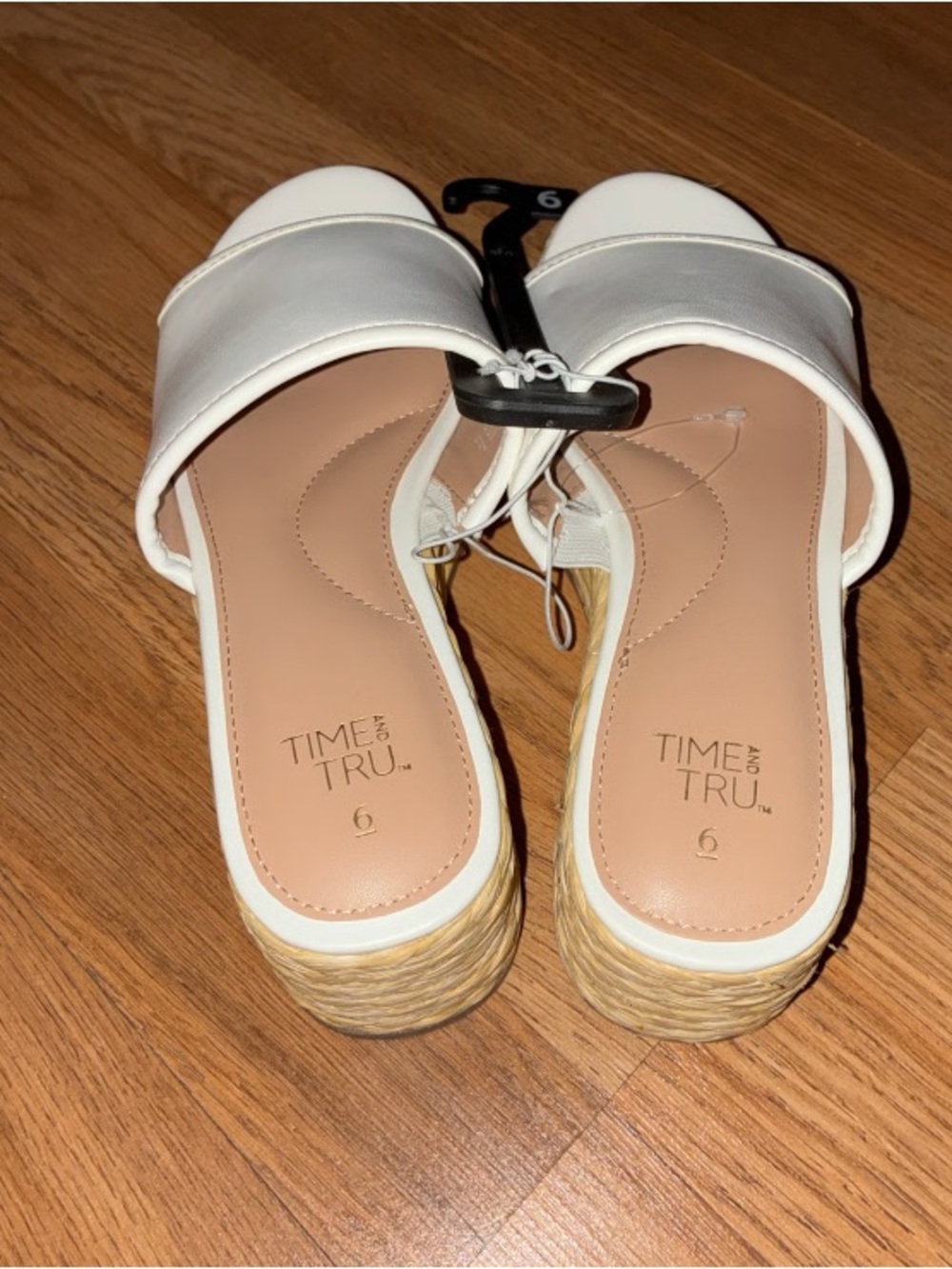 Time and Tru White Espadrille Slide Mules
